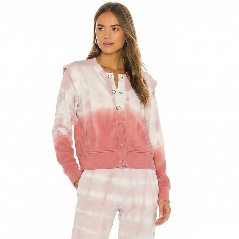 NWT Revolve 525 America pink and white ombré snap closure sweatshirt size large